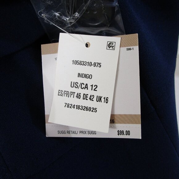 Kasper Petite Solid Navy Blue Pant Suit 12 10P Formal Business Career - Picture 12 of 15